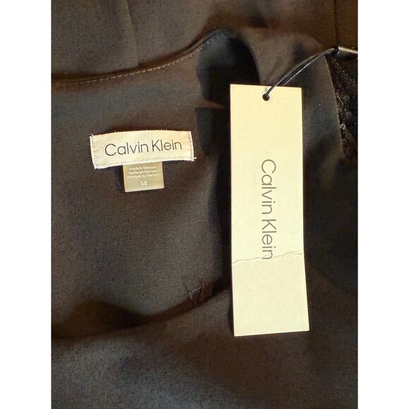Calvin Klein Black Sequin Flutter Sleeve Midi Sheath Dress 14 NWT - Picture 9 of 9